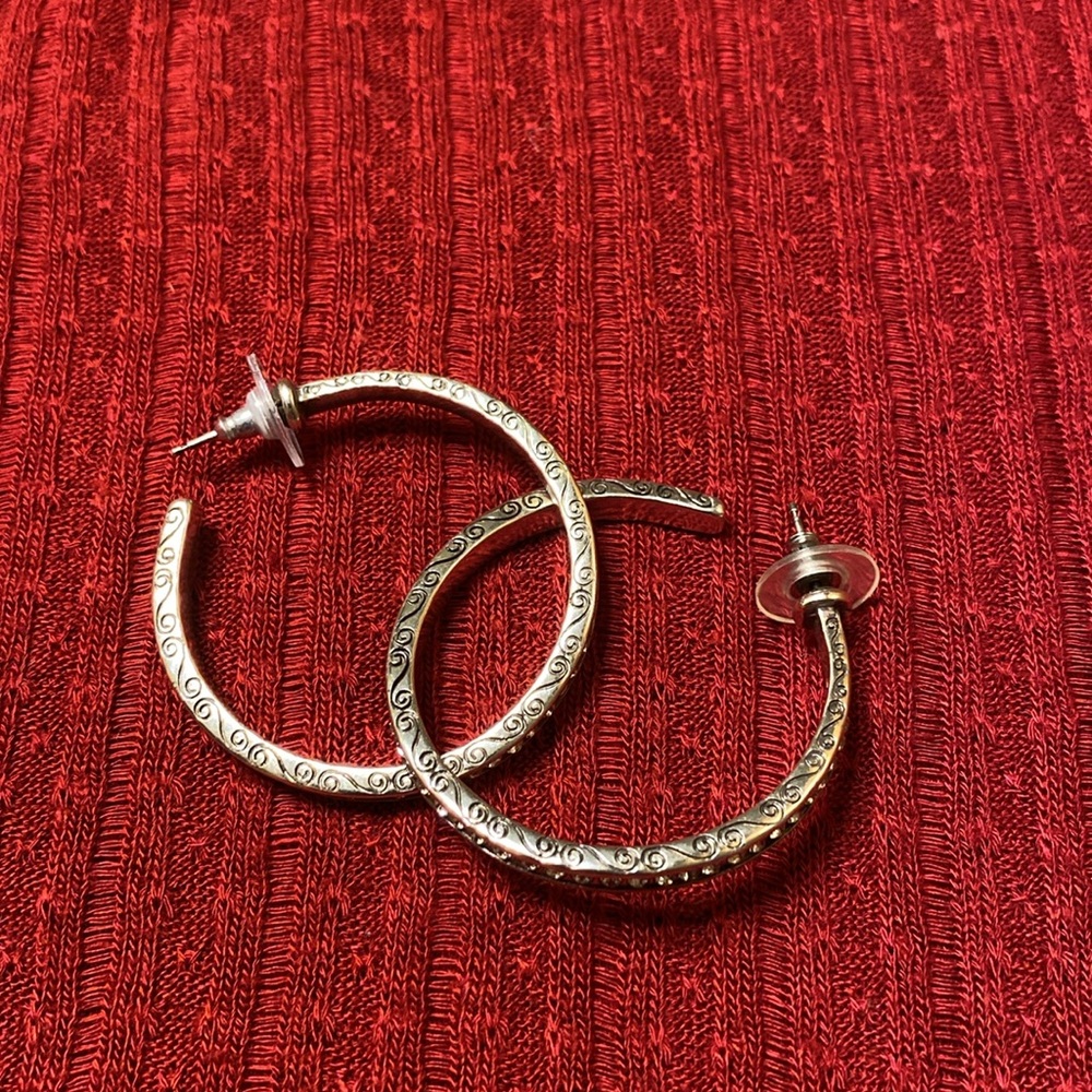 Brighton Pierced Post Hoop Earrings with Crystals